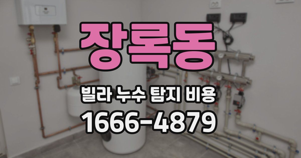 장록동 빌라 누수 탐지 비용