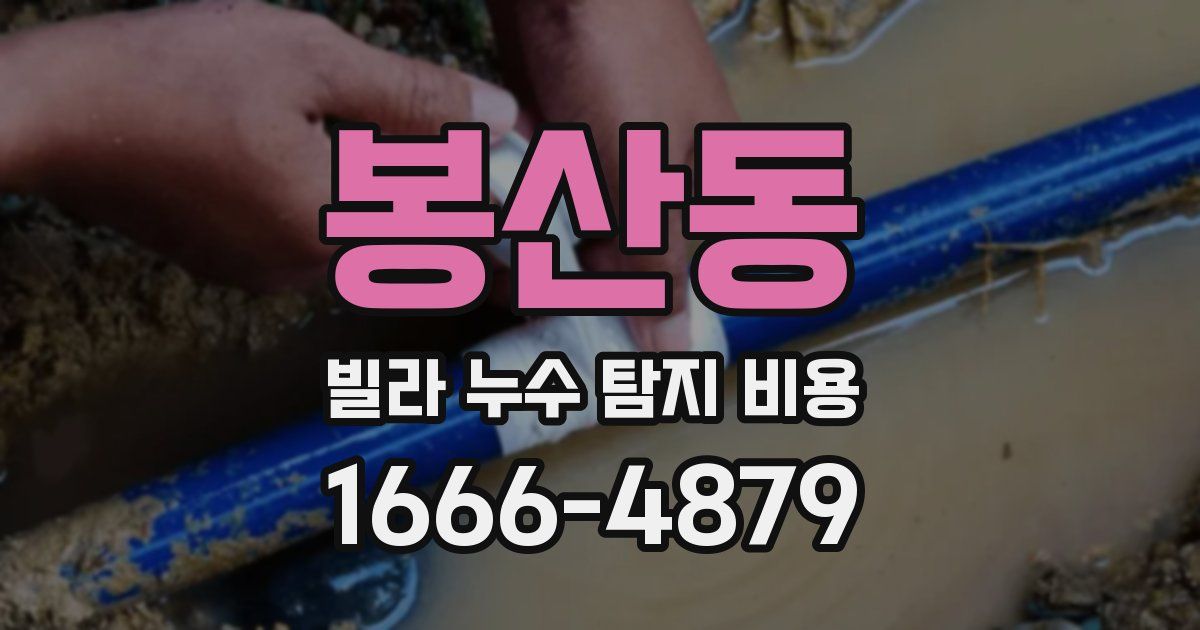 봉산동 빌라 누수 탐지 비용