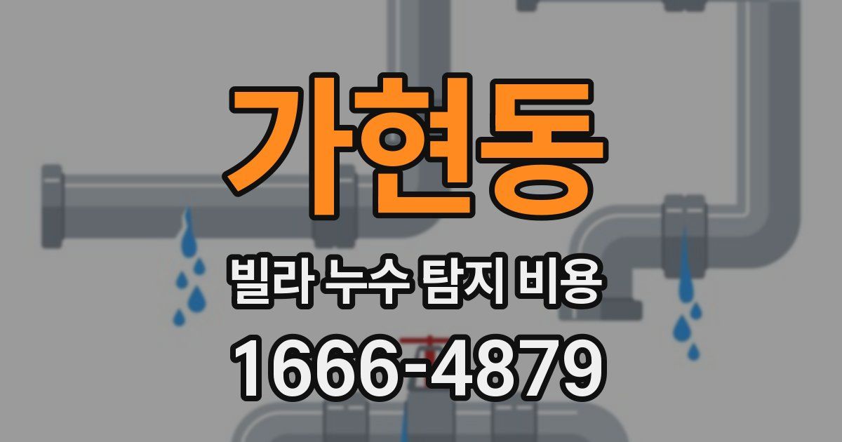 가현동 빌라 누수 탐지 비용