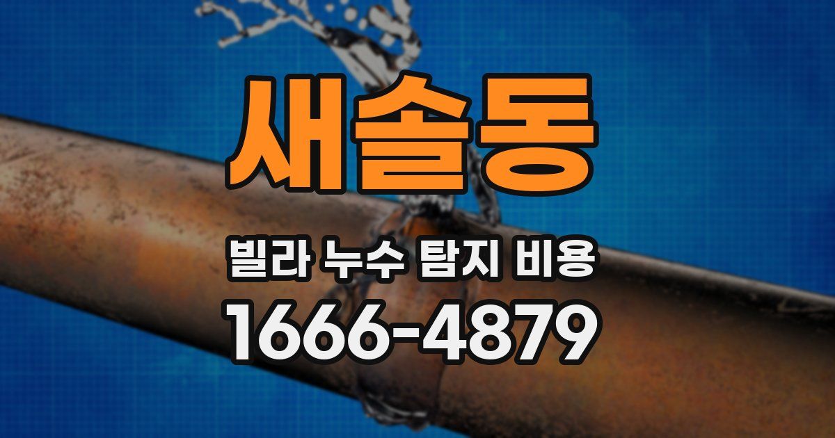 새솔동 빌라 누수 탐지 비용