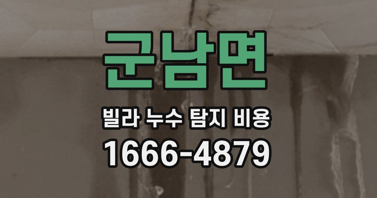 군남면 빌라 누수 탐지 비용