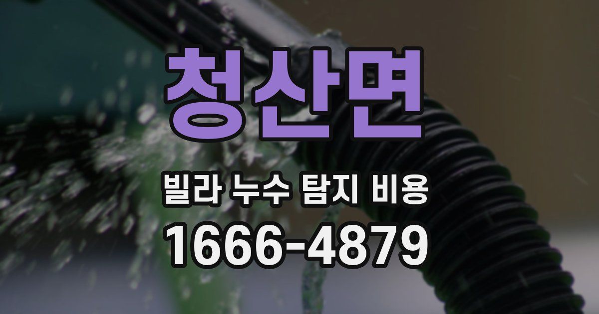 청산면 빌라 누수 탐지 비용