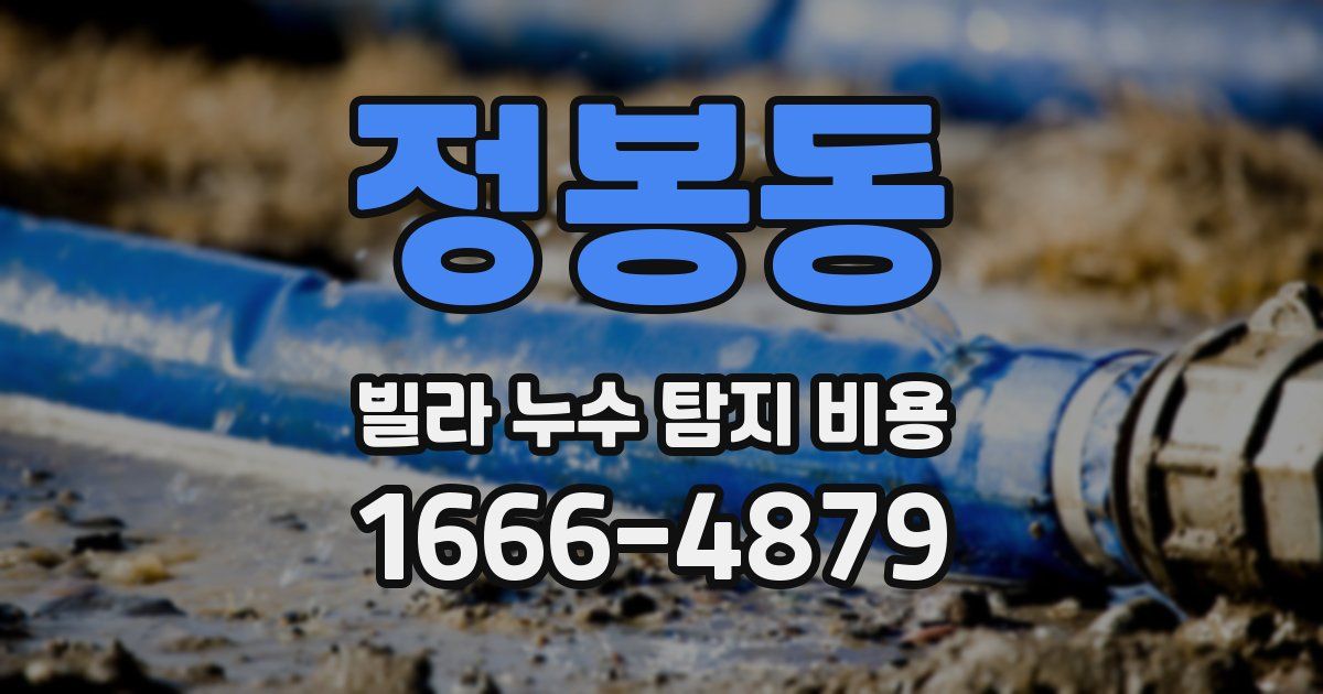정봉동 빌라 누수 탐지 비용