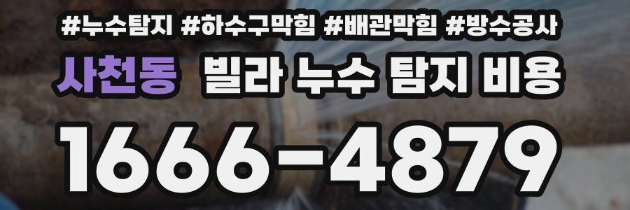 사천동 빌라 누수 탐지 비용