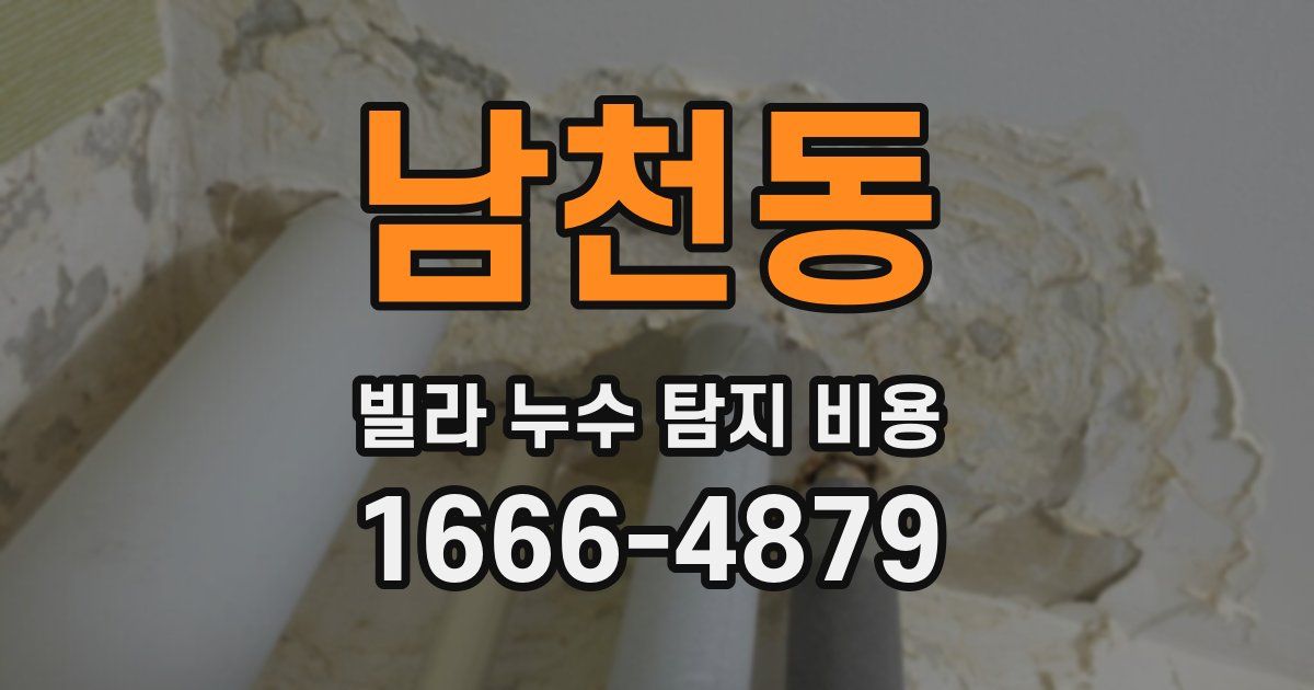남천동 빌라 누수 탐지 비용