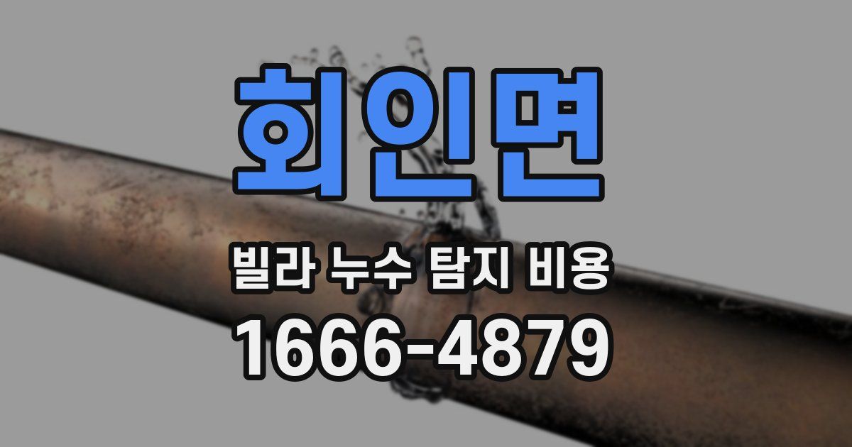 회인면 빌라 누수 탐지 비용