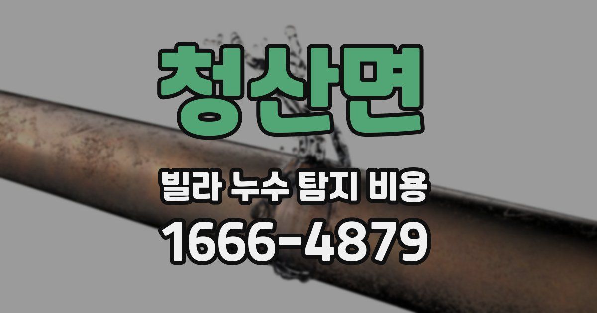 청산면 빌라 누수 탐지 비용