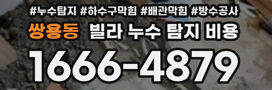쌍용동 빌라 누수 탐지 비용