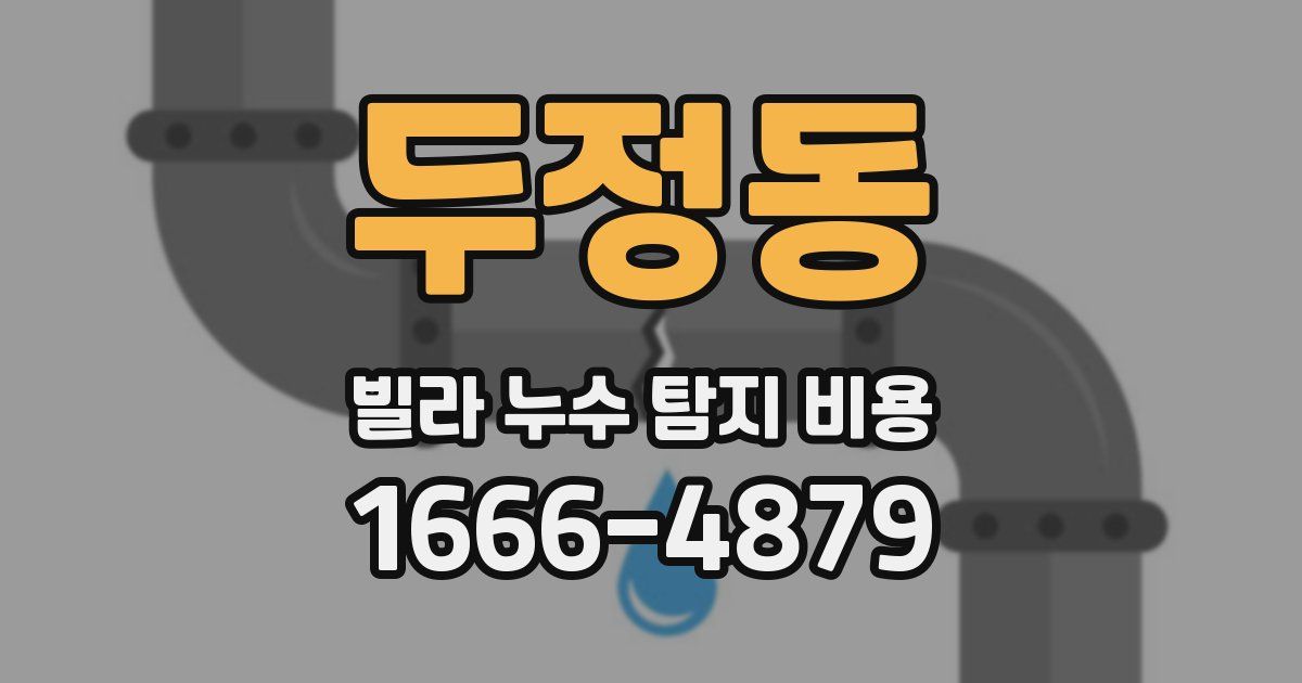 두정동 빌라 누수 탐지 비용