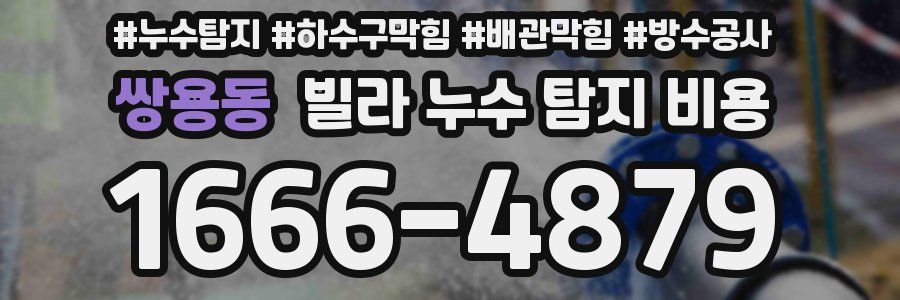 쌍용동 빌라 누수 탐지 비용