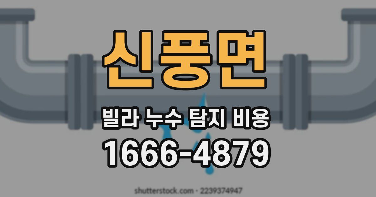 신풍면 빌라 누수 탐지 비용