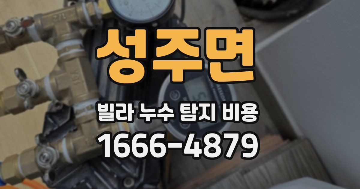 성주면 빌라 누수 탐지 비용
