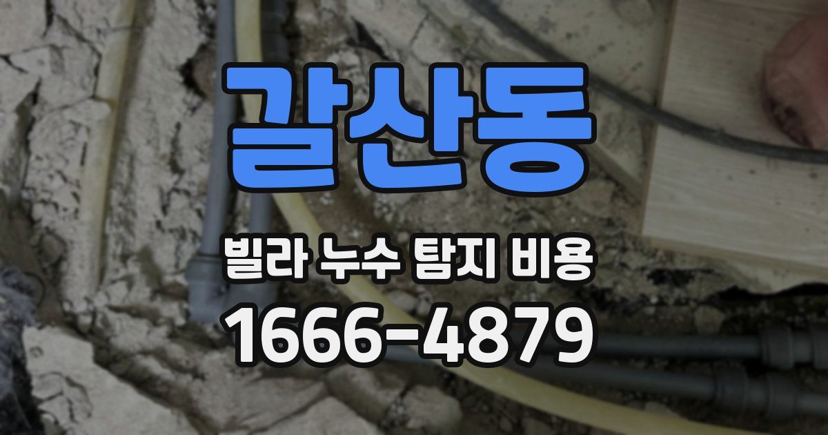 갈산동 빌라 누수 탐지 비용