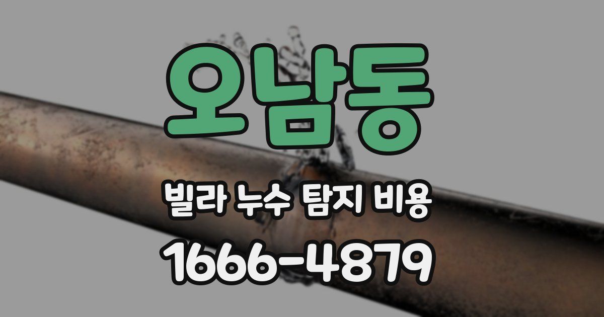 오남동 빌라 누수 탐지 비용