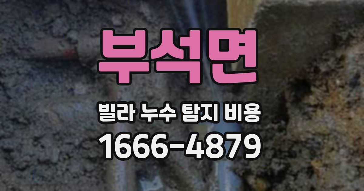 부석면 빌라 누수 탐지 비용