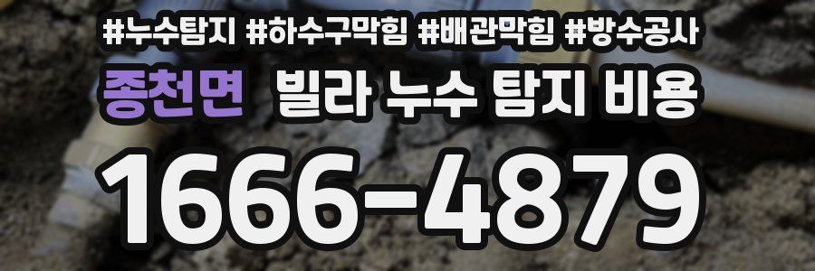 종천면 빌라 누수 탐지 비용
