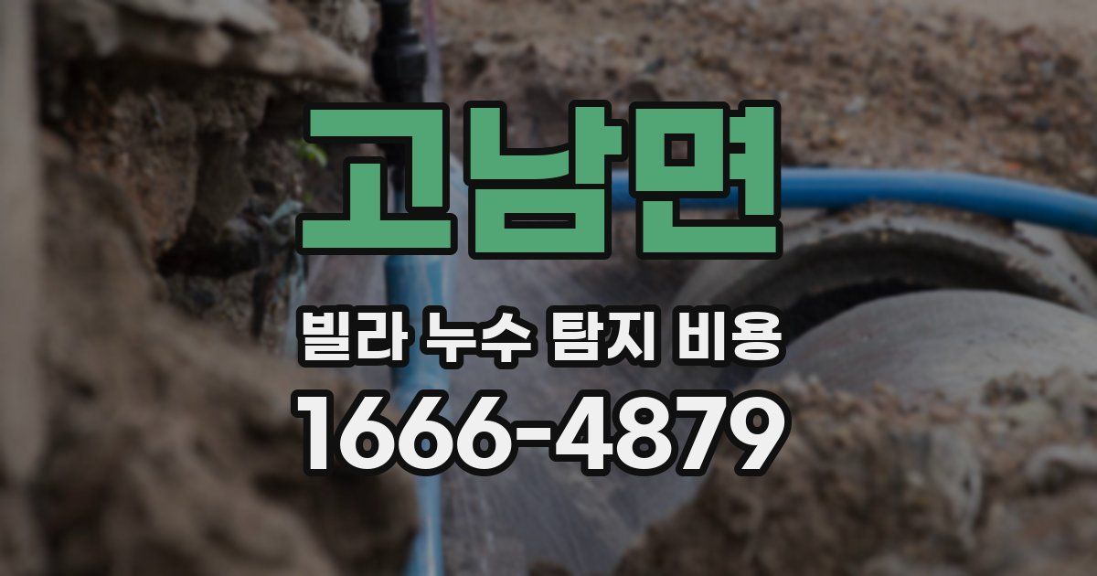 고남면 빌라 누수 탐지 비용