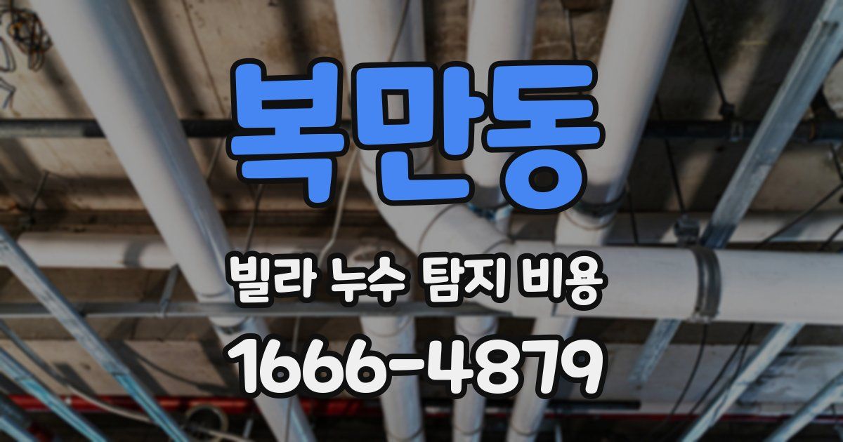 복만동 빌라 누수 탐지 비용