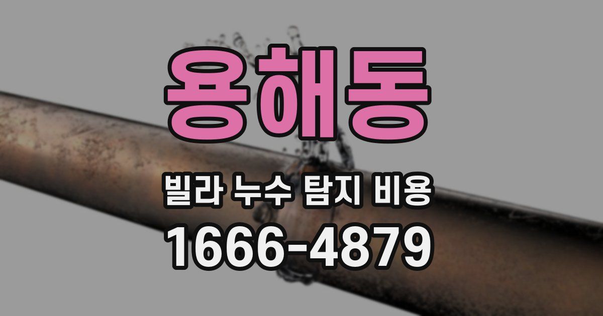 용해동 빌라 누수 탐지 비용