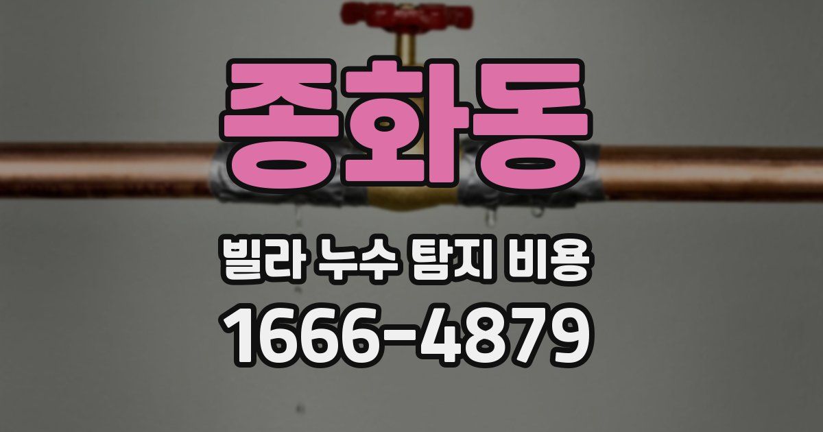 종화동 빌라 누수 탐지 비용