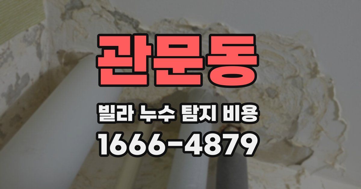 관문동 빌라 누수 탐지 비용