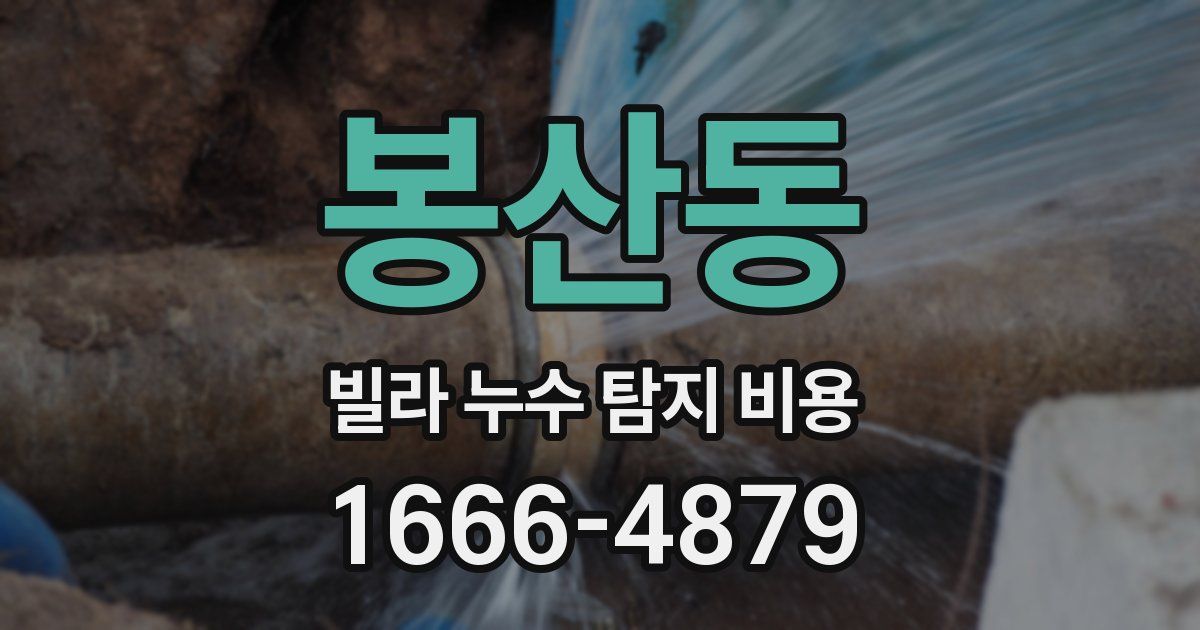 봉산동 빌라 누수 탐지 비용