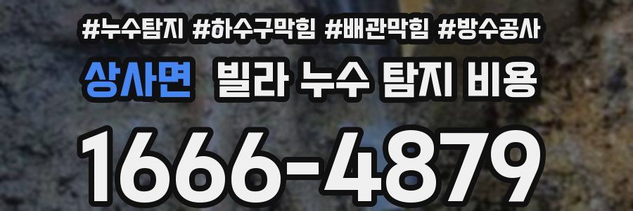 상사면 빌라 누수 탐지 비용