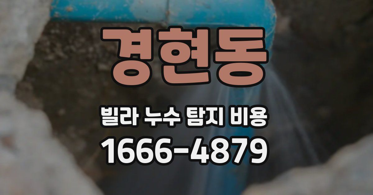 경현동 빌라 누수 탐지 비용