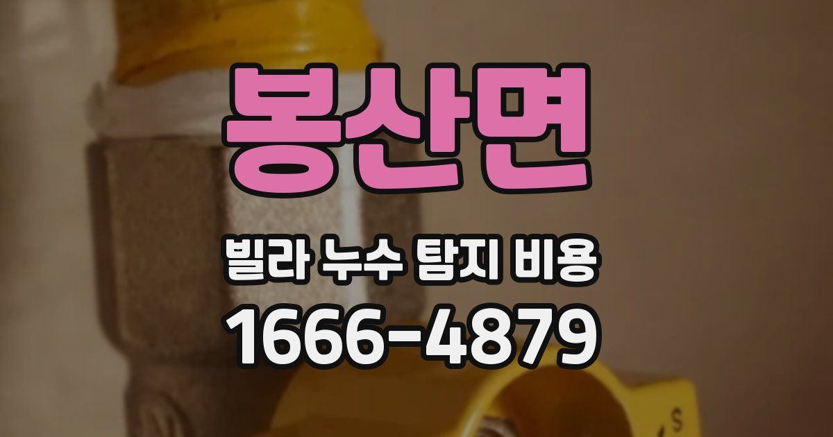 봉산면 빌라 누수 탐지 비용
