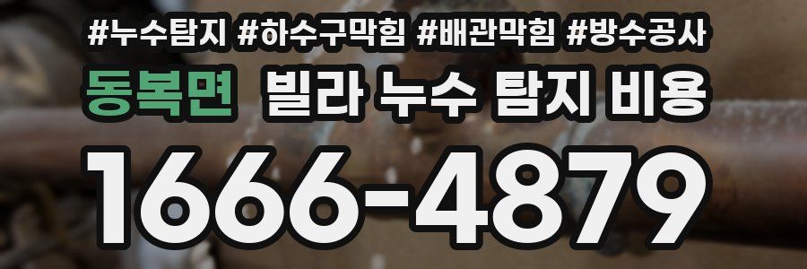 동복면 빌라 누수 탐지 비용