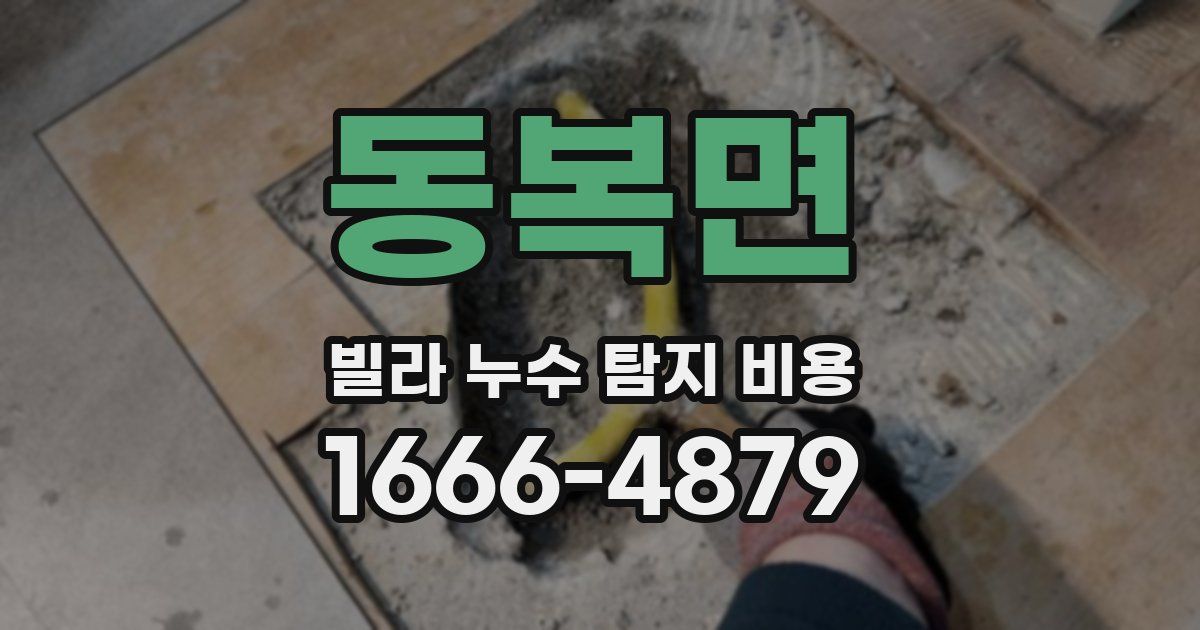 동복면 빌라 누수 탐지 비용