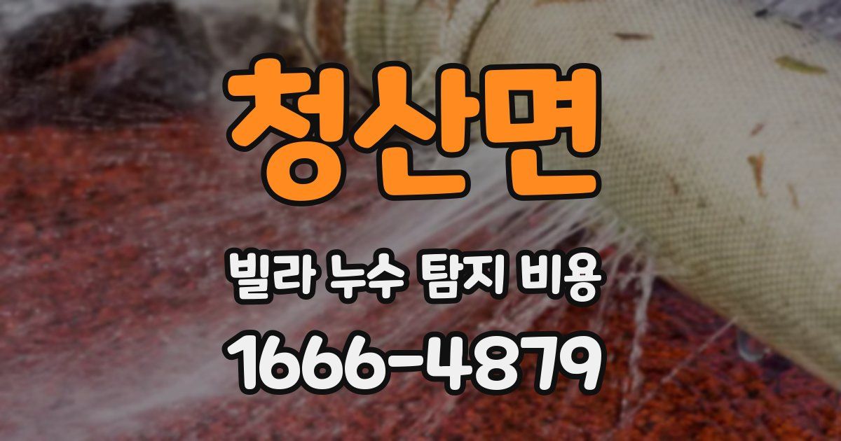 청산면 빌라 누수 탐지 비용