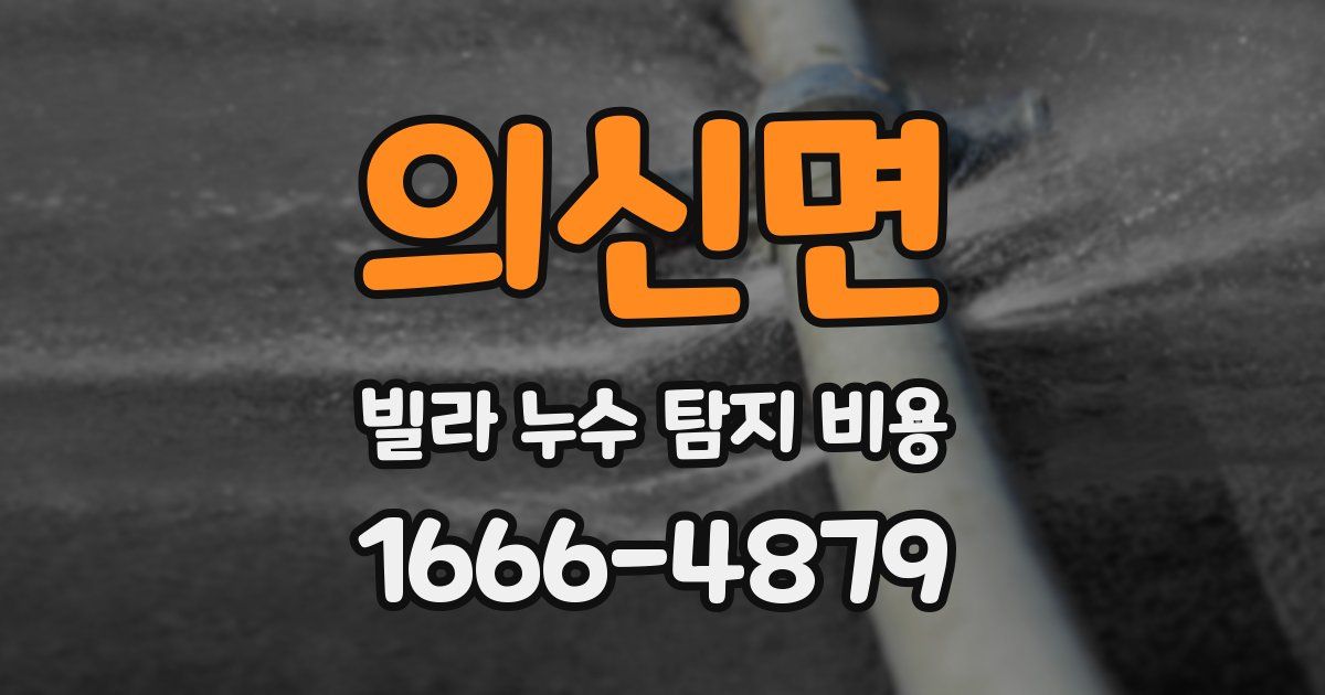 의신면 빌라 누수 탐지 비용