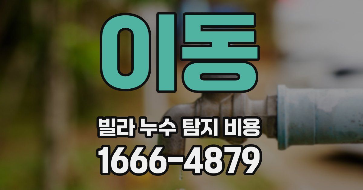 이동 빌라 누수 탐지 비용