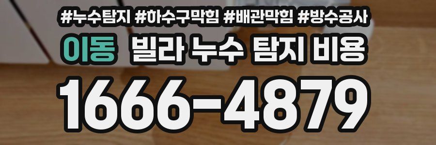 이동 빌라 누수 탐지 비용