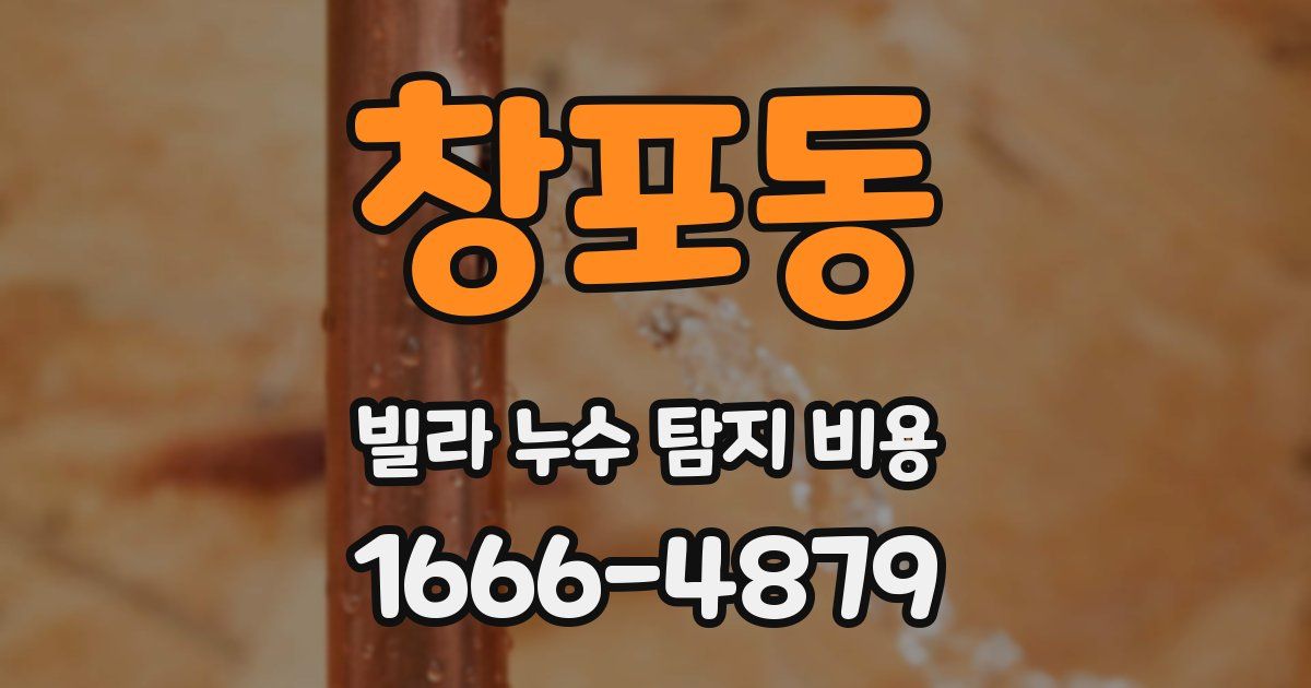 창포동 빌라 누수 탐지 비용