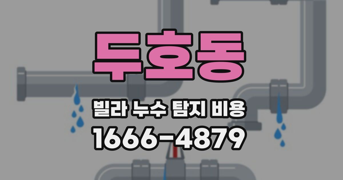 두호동 빌라 누수 탐지 비용