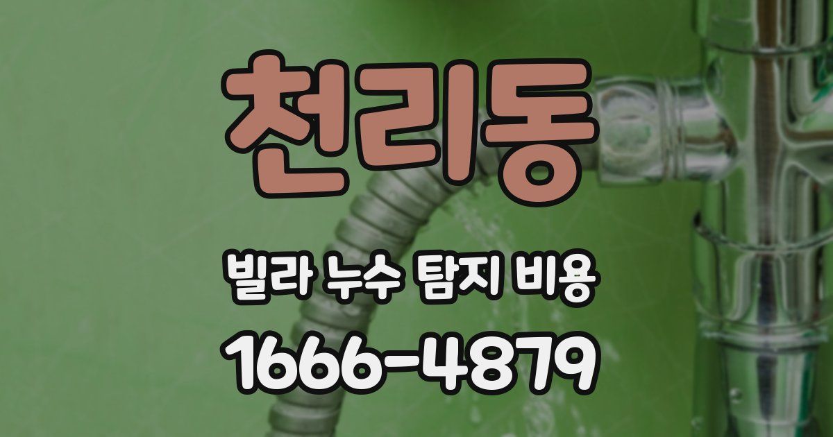 천리동 빌라 누수 탐지 비용