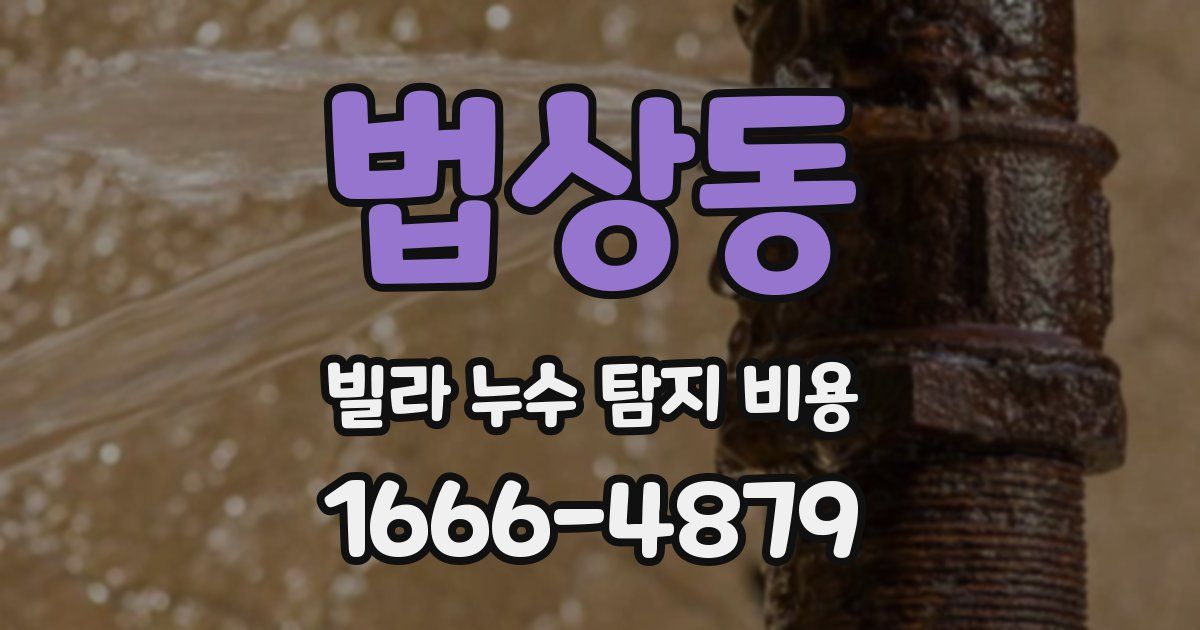 법상동 빌라 누수 탐지 비용