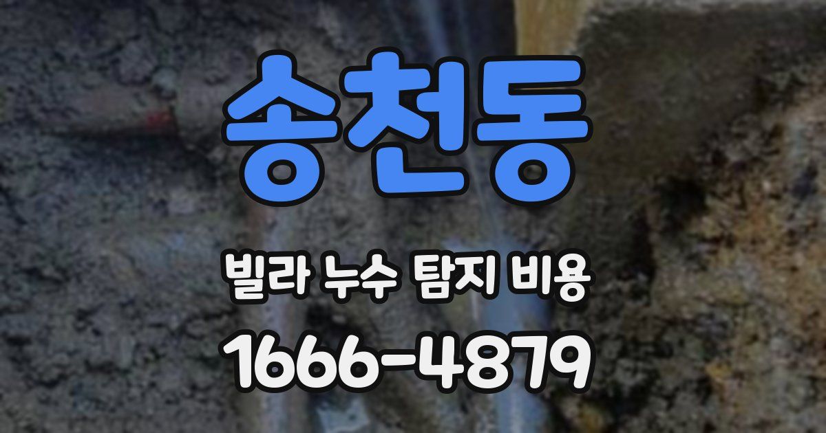 송천동 빌라 누수 탐지 비용