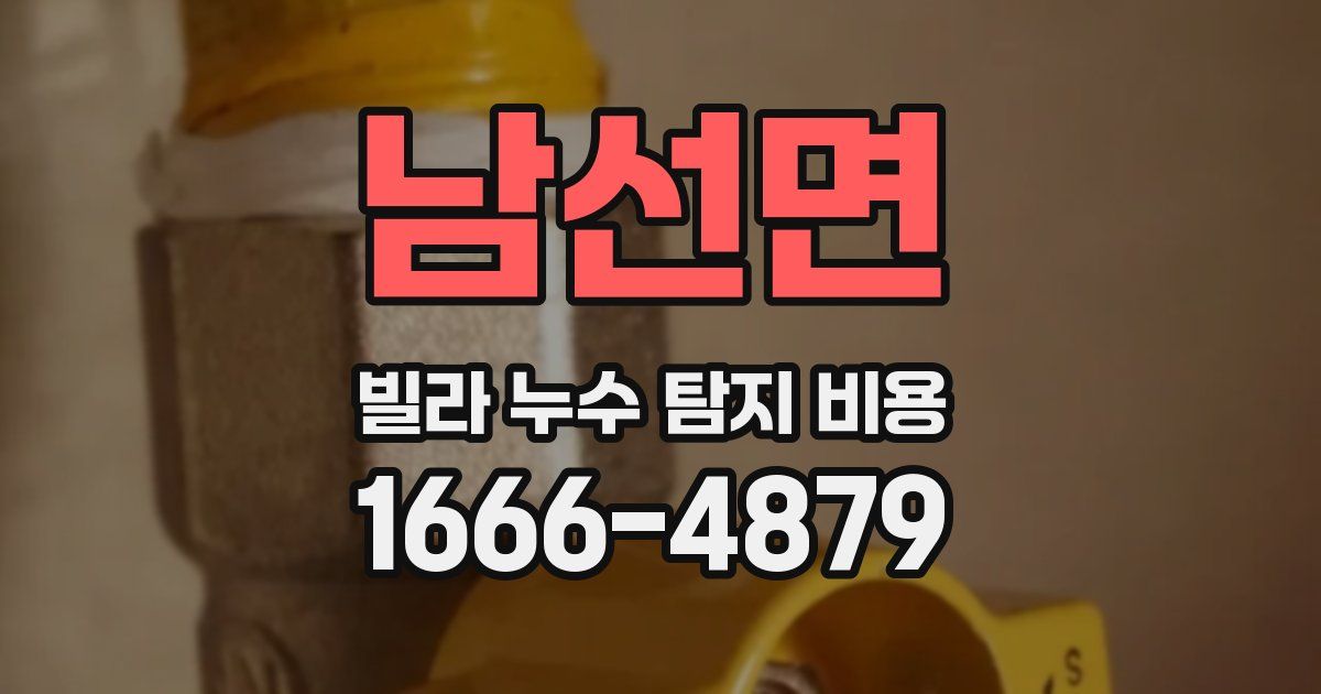 남선면 빌라 누수 탐지 비용