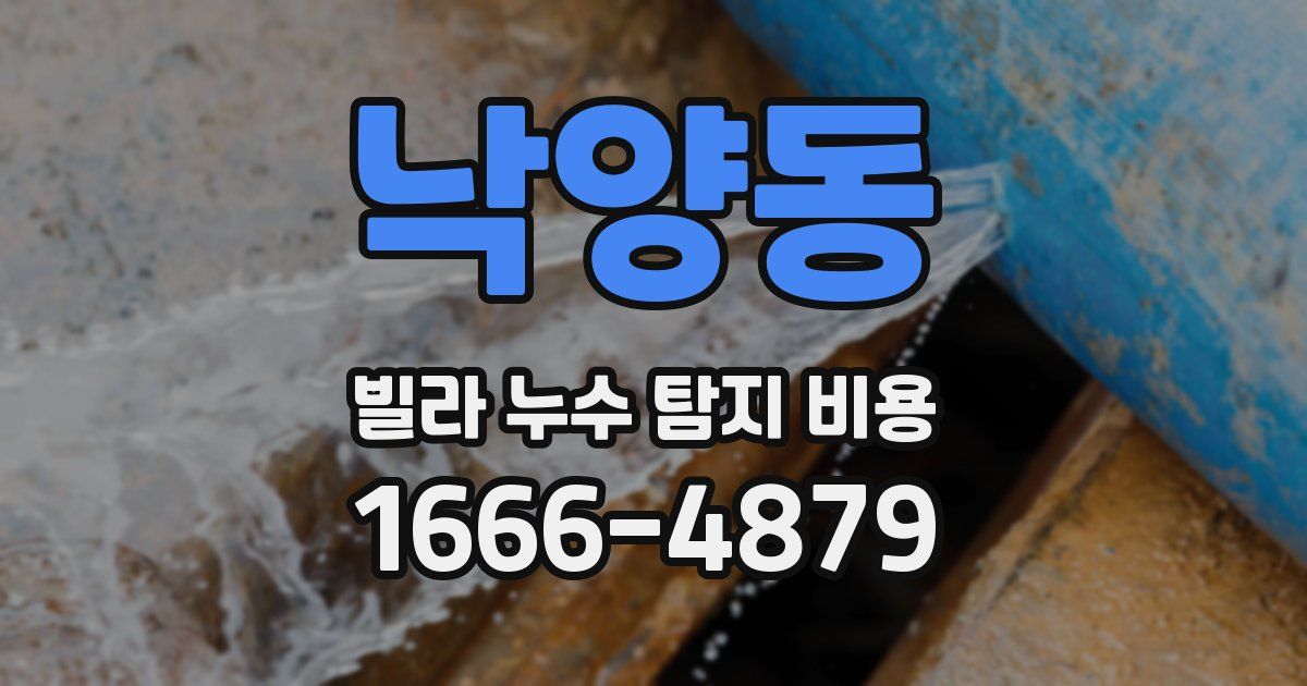 낙양동 빌라 누수 탐지 비용
