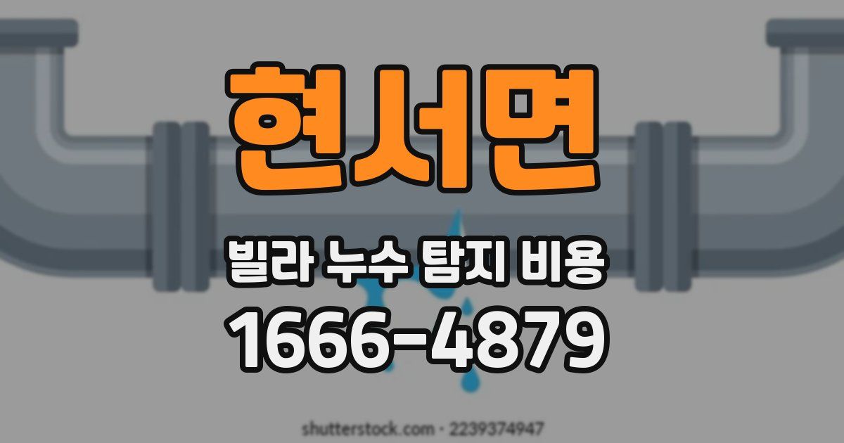 현서면 빌라 누수 탐지 비용