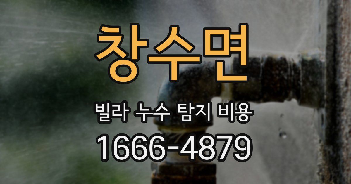 창수면 빌라 누수 탐지 비용