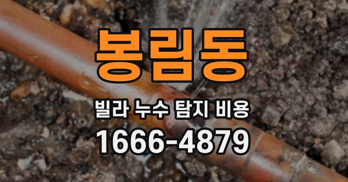 봉림동 빌라 누수 탐지 비용