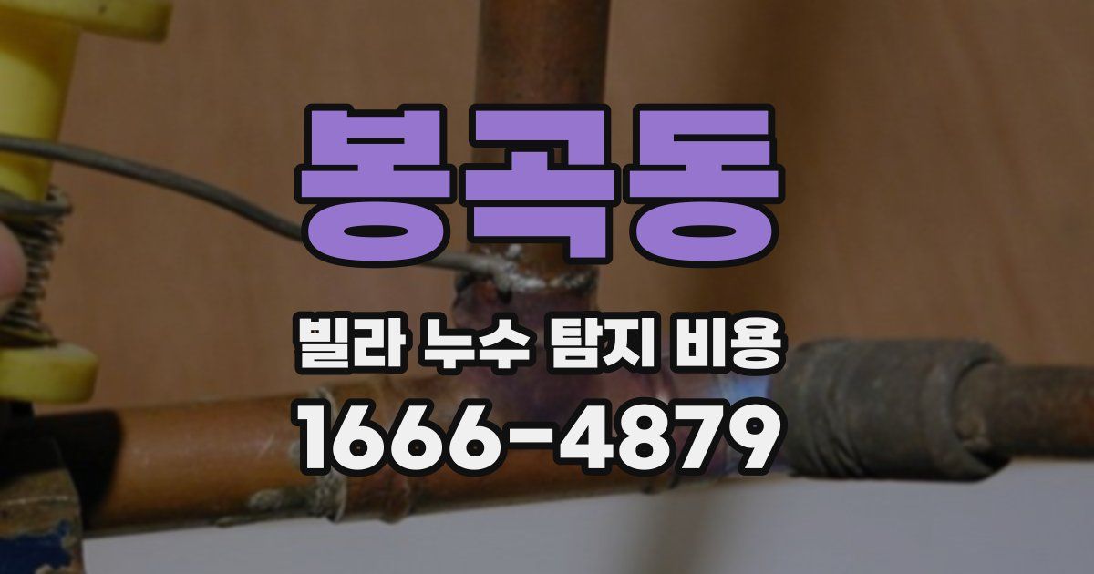 봉곡동 빌라 누수 탐지 비용