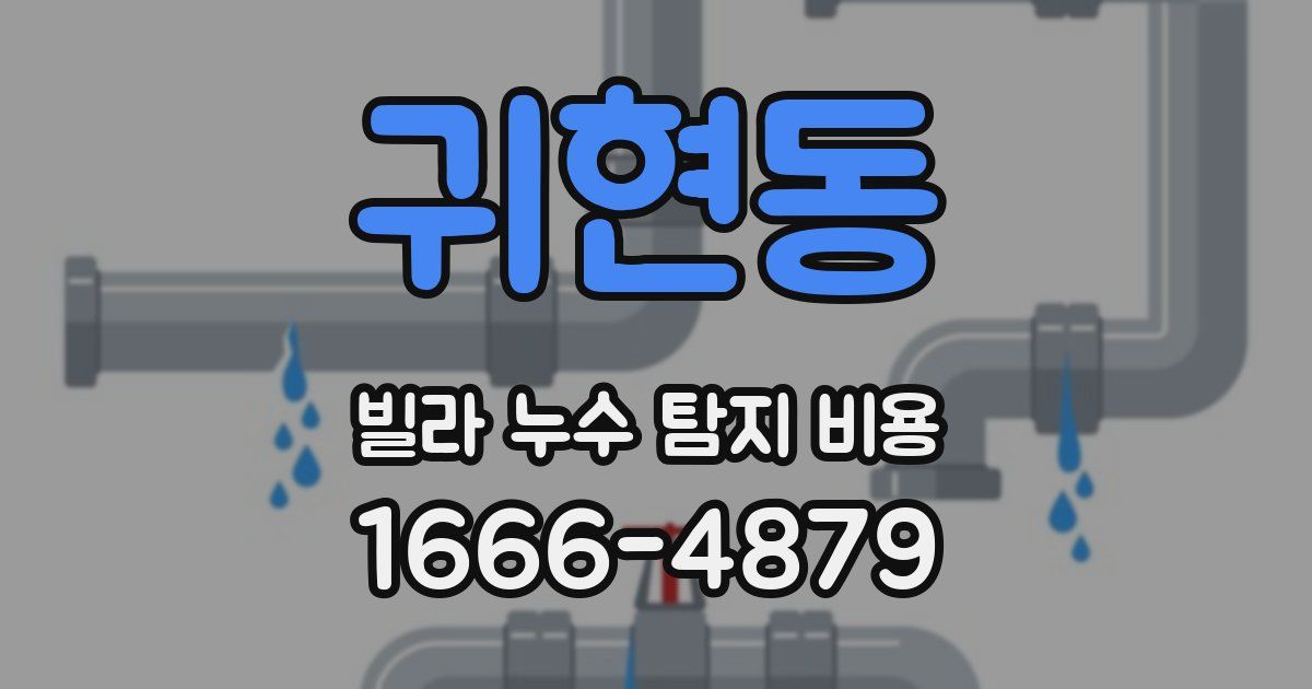 귀현동 빌라 누수 탐지 비용