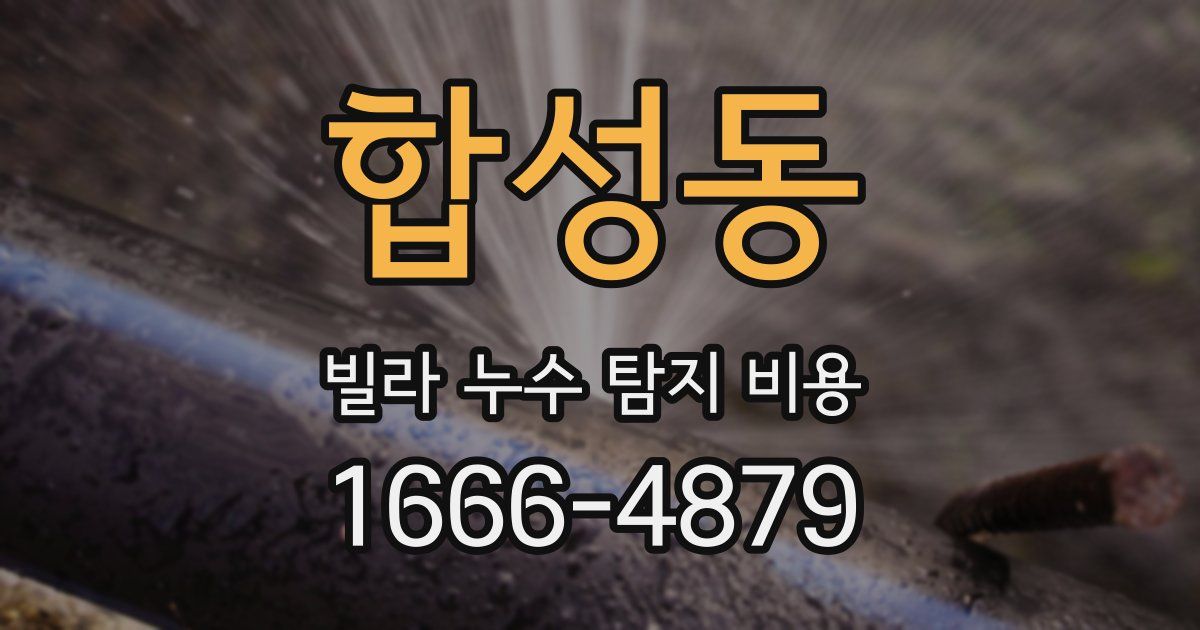 합성동 빌라 누수 탐지 비용