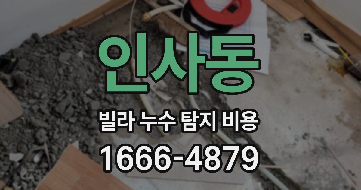 인사동 빌라 누수 탐지 비용