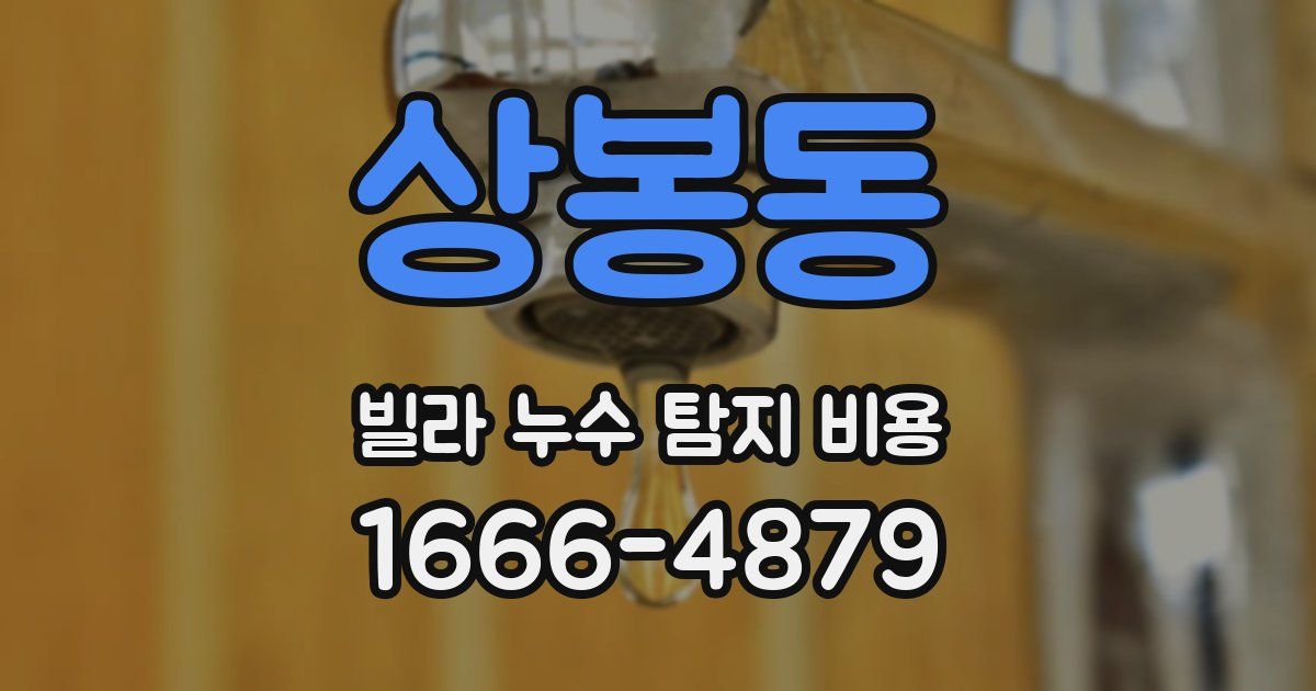상봉동 빌라 누수 탐지 비용
